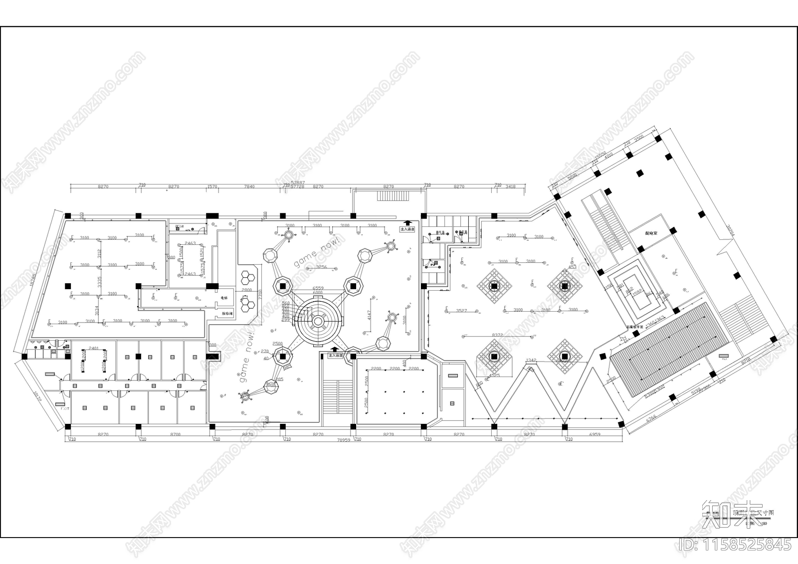 商场电玩城游戏厅室内装cad施工图下载【ID:1158525845】