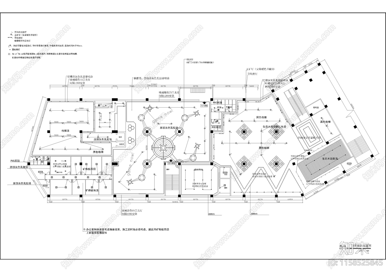 商场电玩城游戏厅室内装cad施工图下载【ID:1158525845】