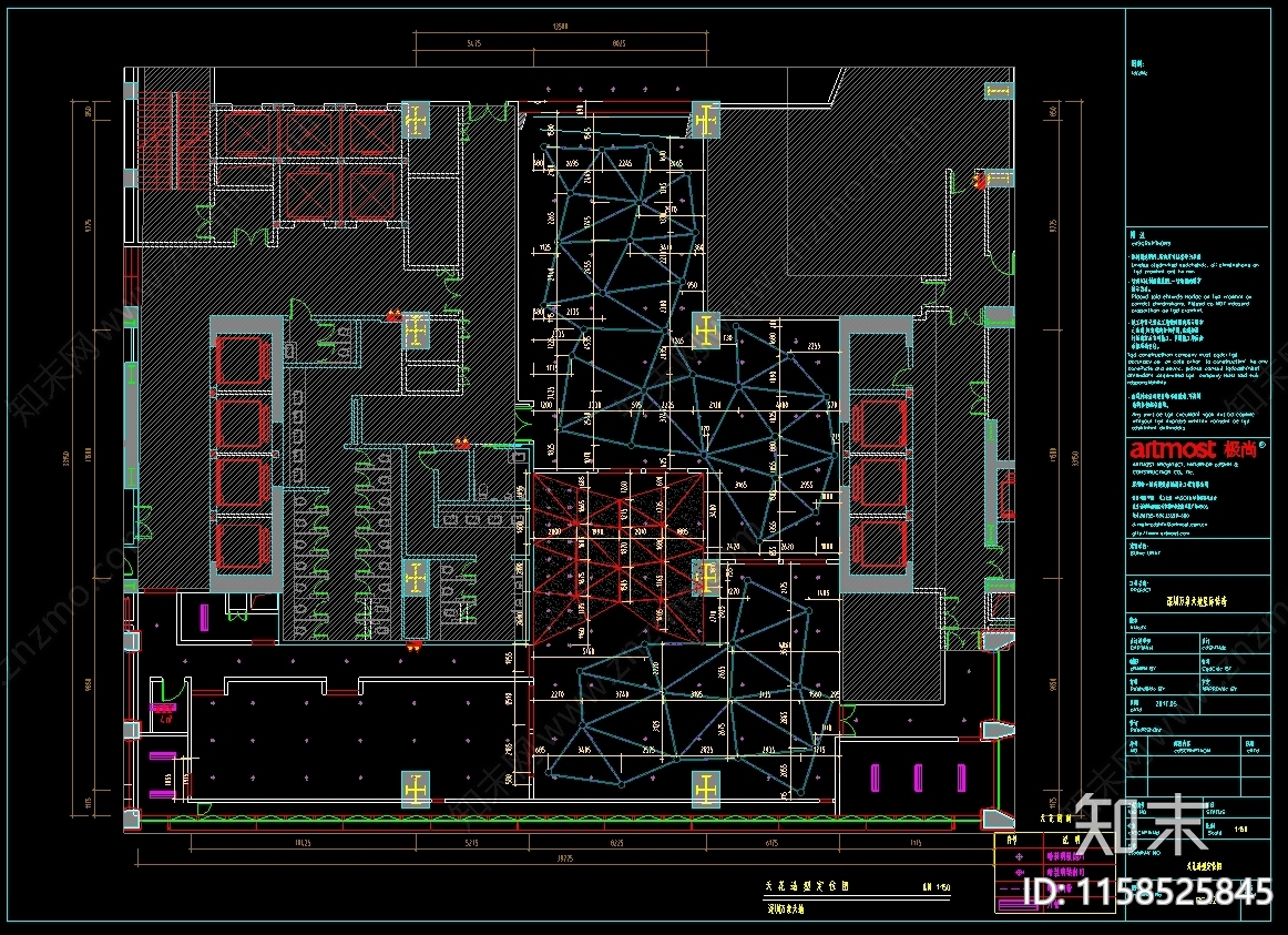 商场电玩城游戏厅室内装cad施工图下载【ID:1158525845】