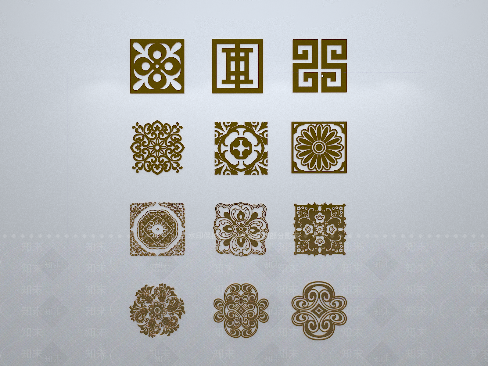 新中式窗花3D模型下载【ID:1158526561】