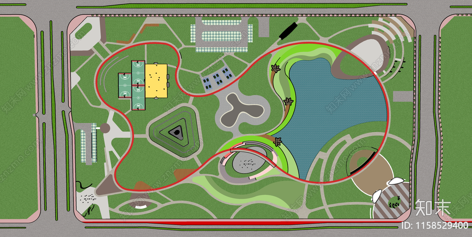 现代公园景观SU模型下载【ID:1158529400】