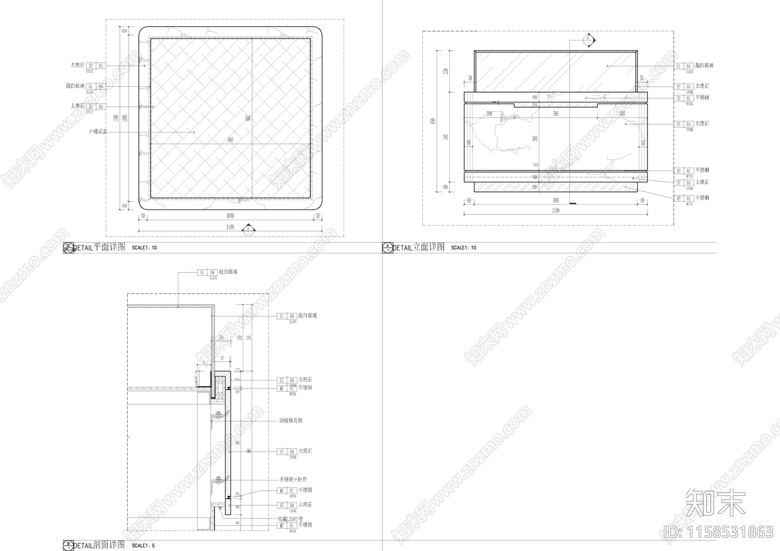 放模型展台详图cad施工图下载【ID:1158531863】