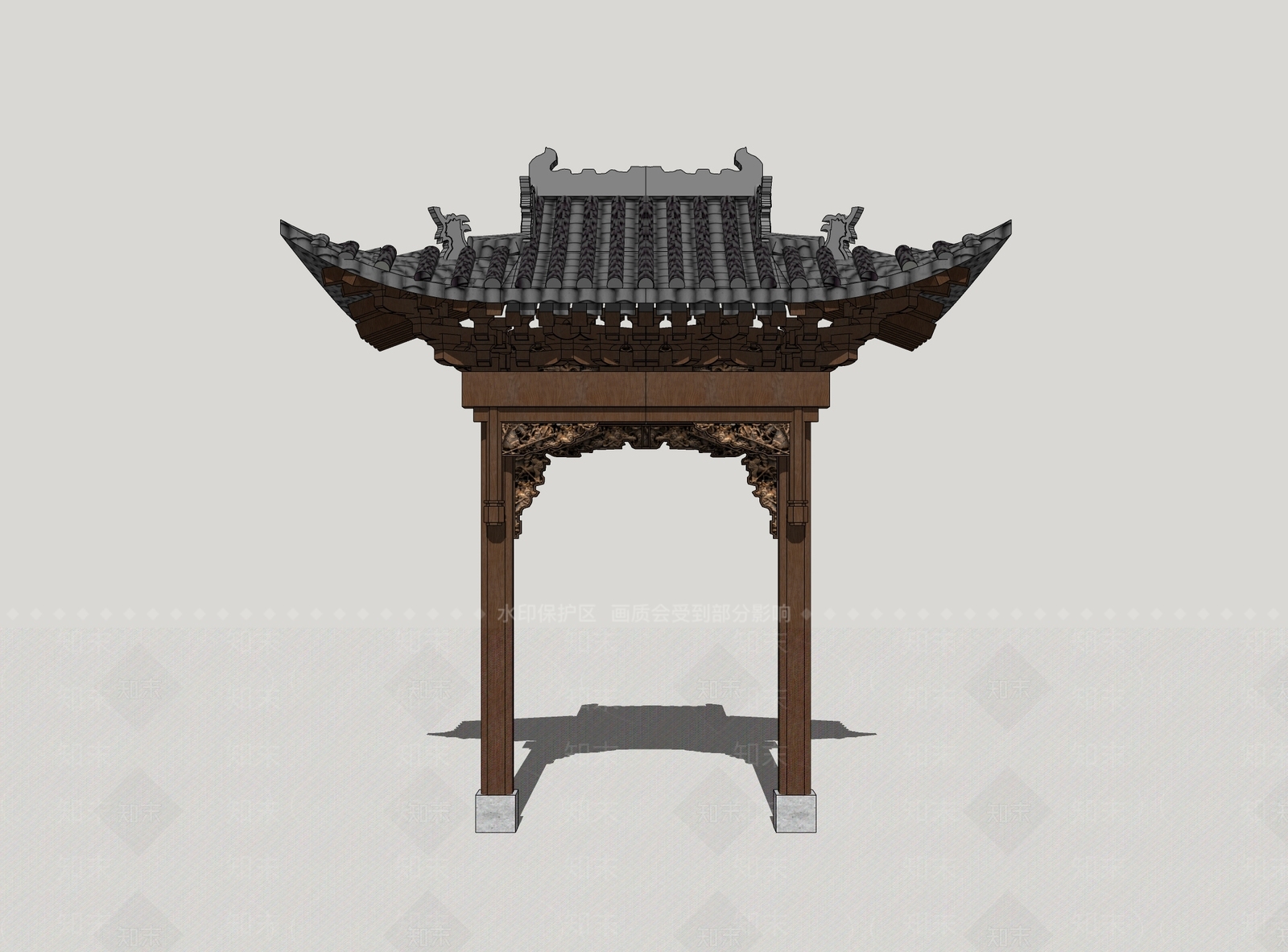 新中式牌坊牌楼SU模型下载【ID:1158531866】