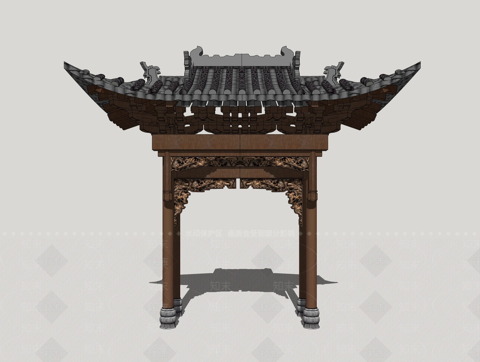 新中式牌坊牌楼SU模型下载【ID:1158531877】