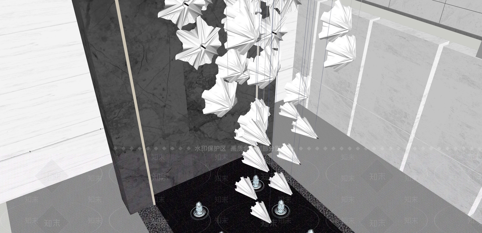 现代不锈钢金属花卉艺术装置SU模型下载【ID:1158534386】