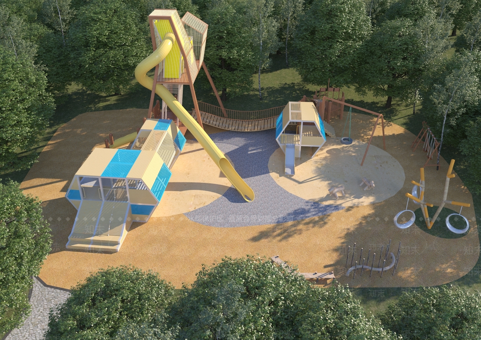 现代户外拓展亲子儿童活动乐园3D模型下载【ID:1158535314】