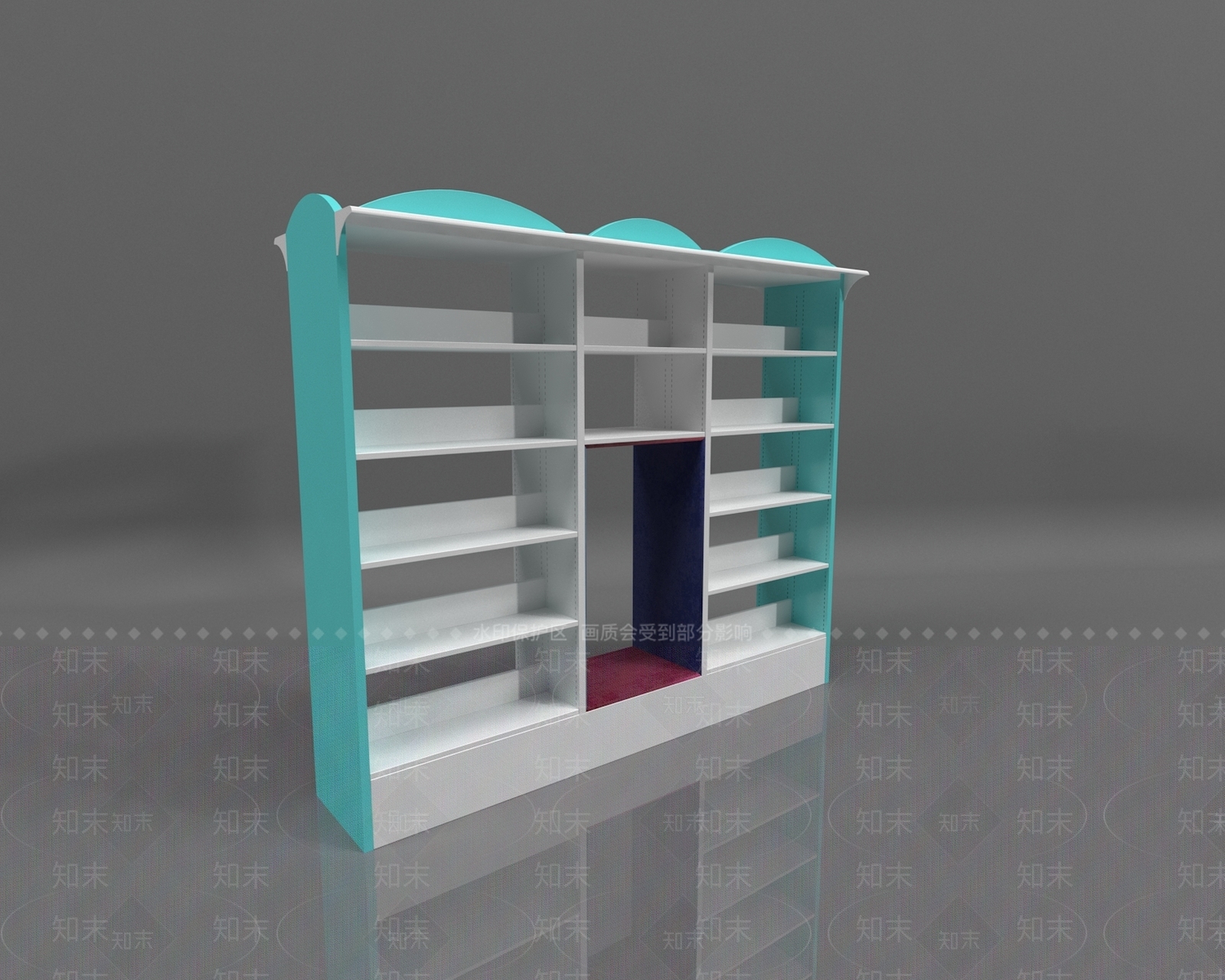 现代钢木书架3D模型下载【ID:1158535610】