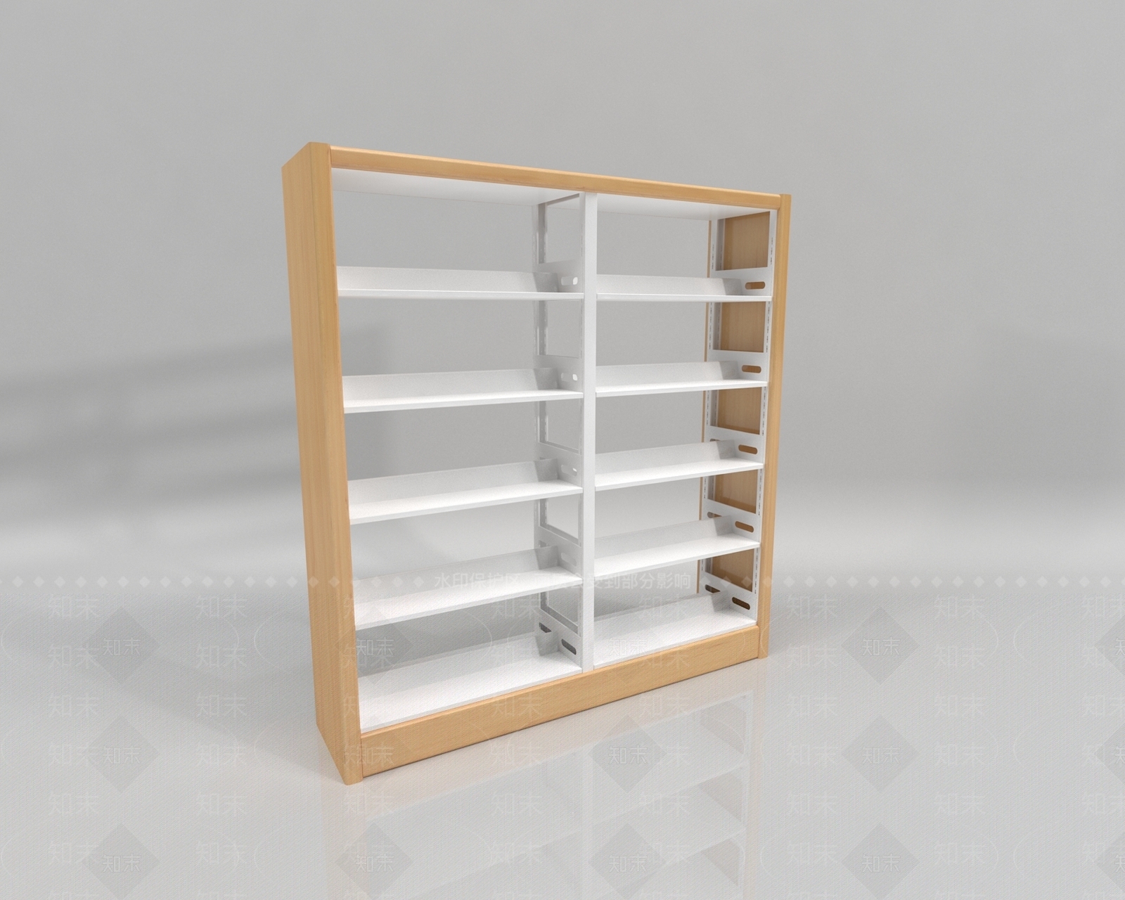 现代钢木书架3D模型下载【ID:1158535741】