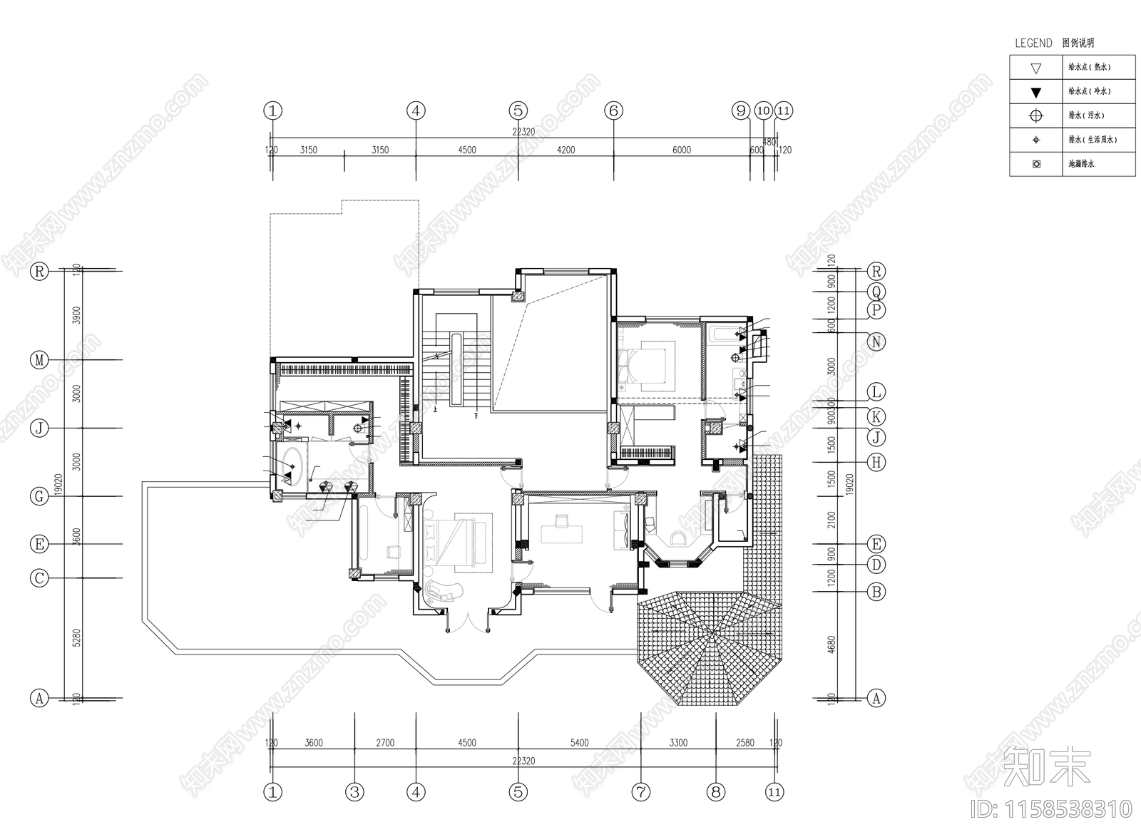 西郊别墅cad施工图下载【ID:1158538310】