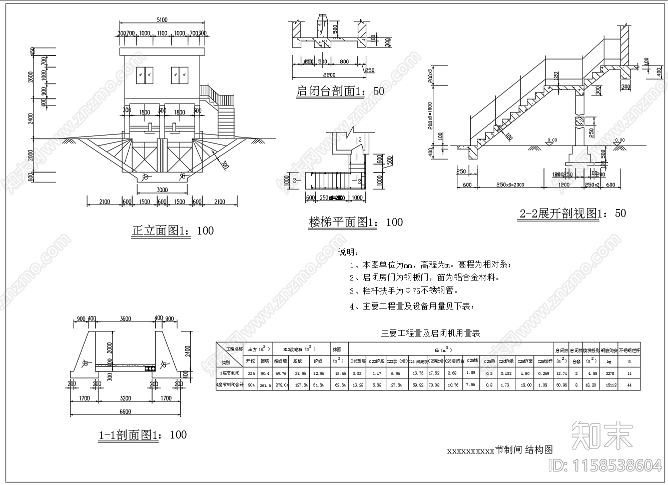 灌区支渠配套工程放水涵节制闸渡水槽施工图下载【ID:1158538604】