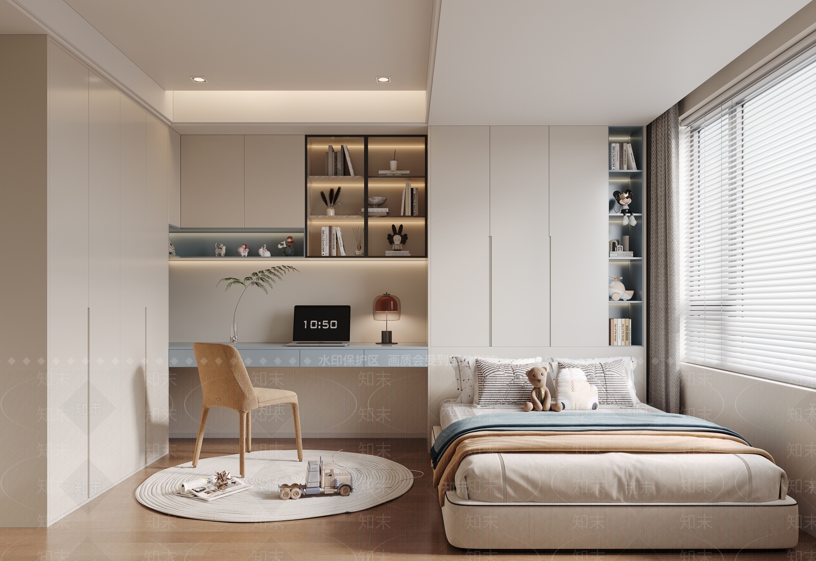 现代男孩房榻榻米卧室3D模型下载【ID:1158539573】