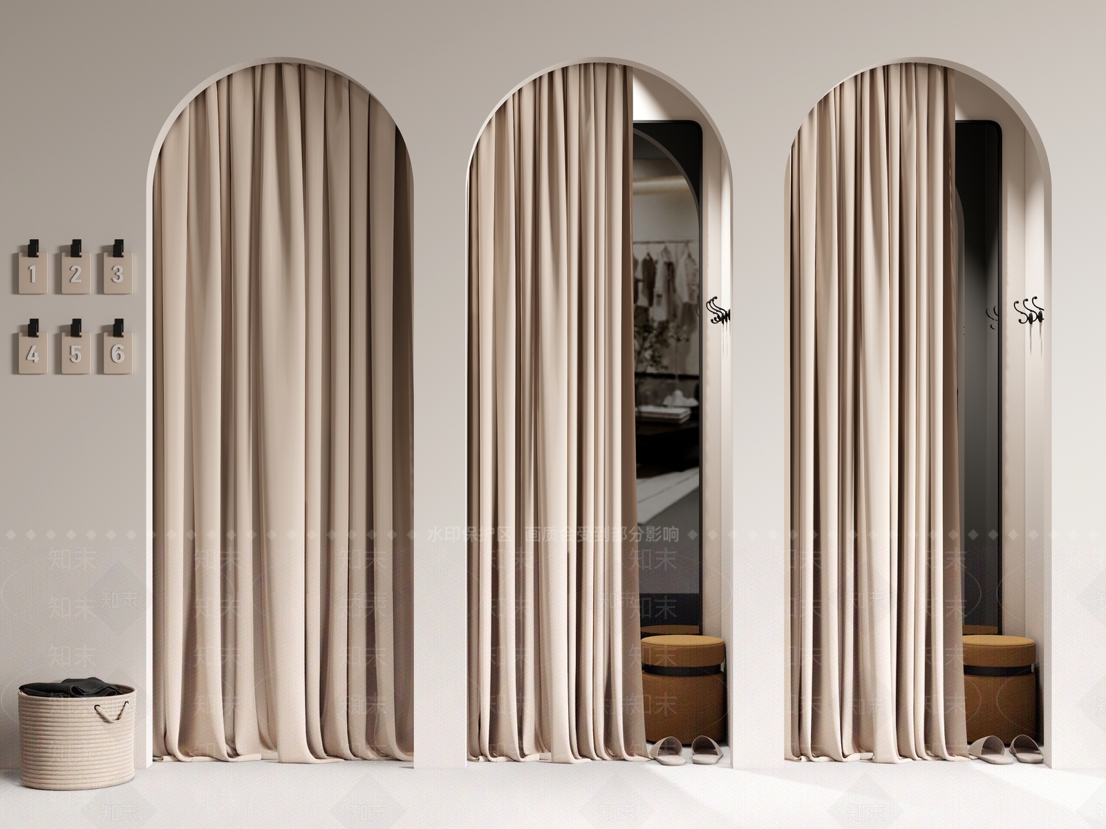 现代服装店试衣间3D模型下载【ID:1158540068】