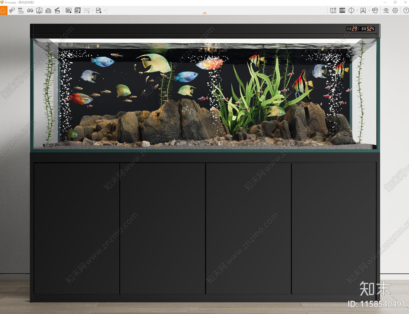 现代鱼缸SU模型下载【ID:1158540491】