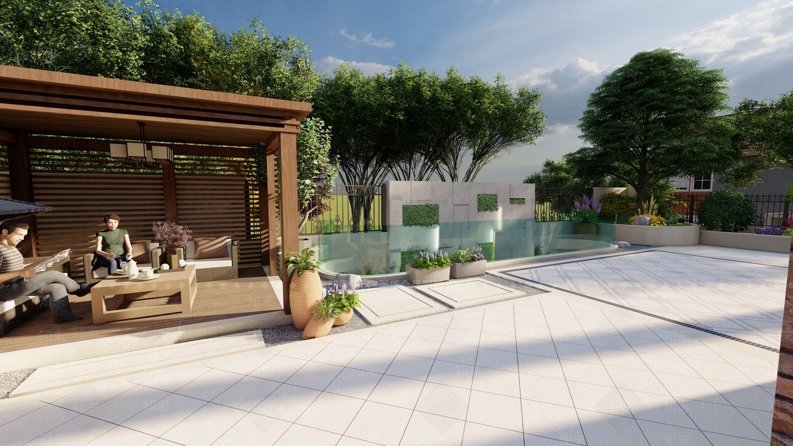 欧式独栋庭院景观SU模型下载【ID:1158541320】