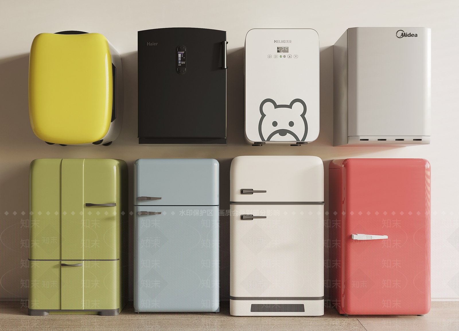 现代小冰箱3D模型下载【ID:1158542466】