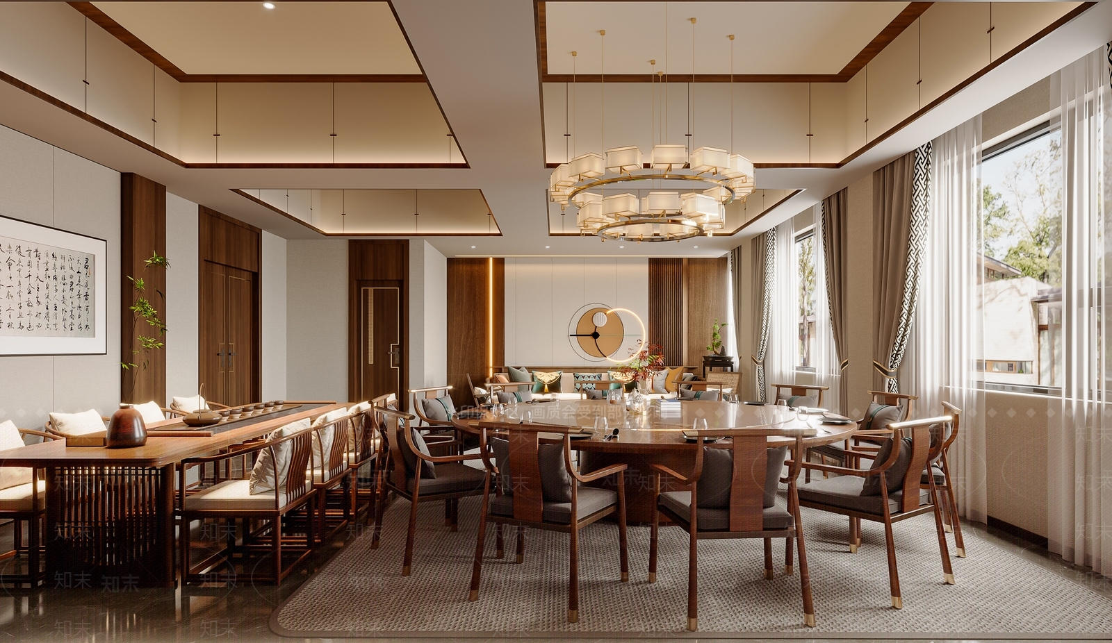 新中式酒店包间3D模型下载【ID:1158546255】