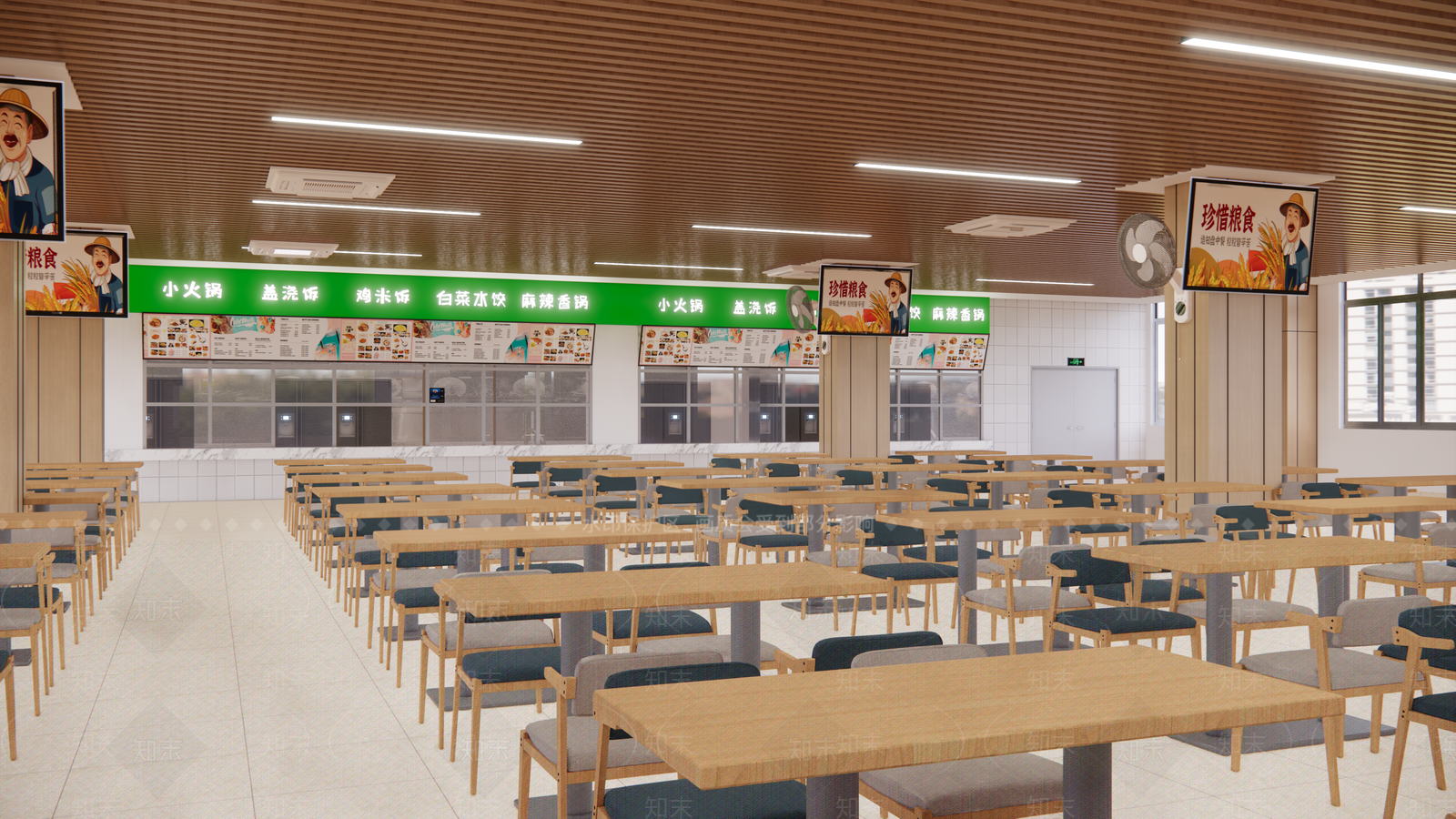现代学生饭堂SU模型下载【ID:1158544918】