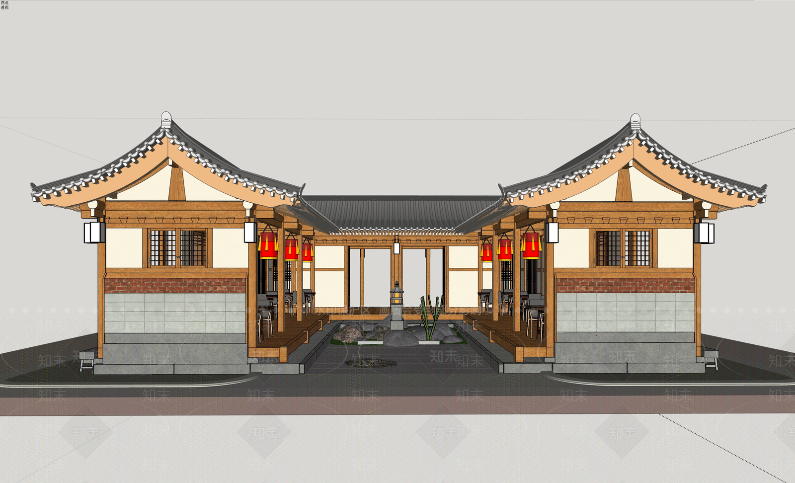 中式茶馆SU模型下载【ID:1158545267】