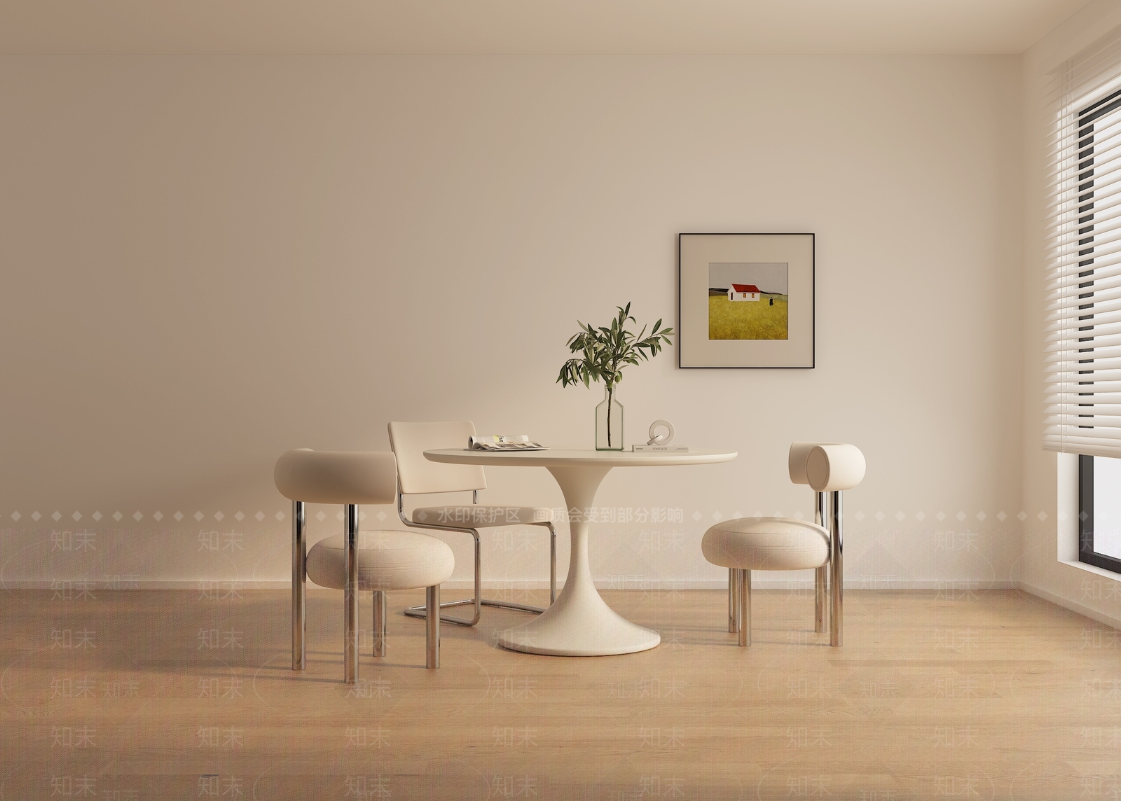 白色圆桌椅组合3D模型下载【ID:1158549832】