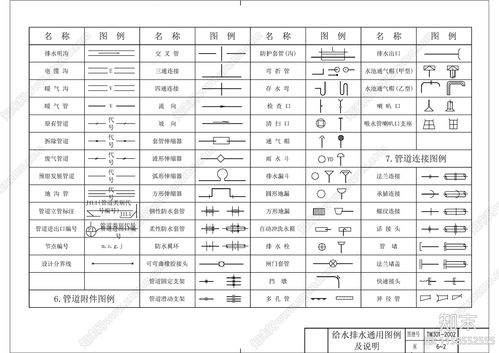 给排水通用图例图库cad施工图下载【ID:1158552555】