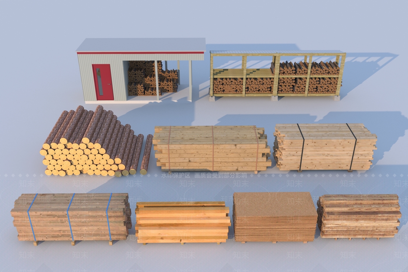 现代木材3D模型下载【ID:1158553164】