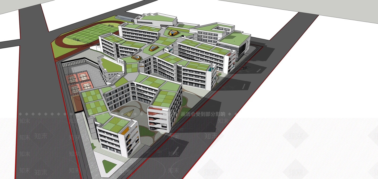 现代学校建筑SU模型下载【ID:1158553494】