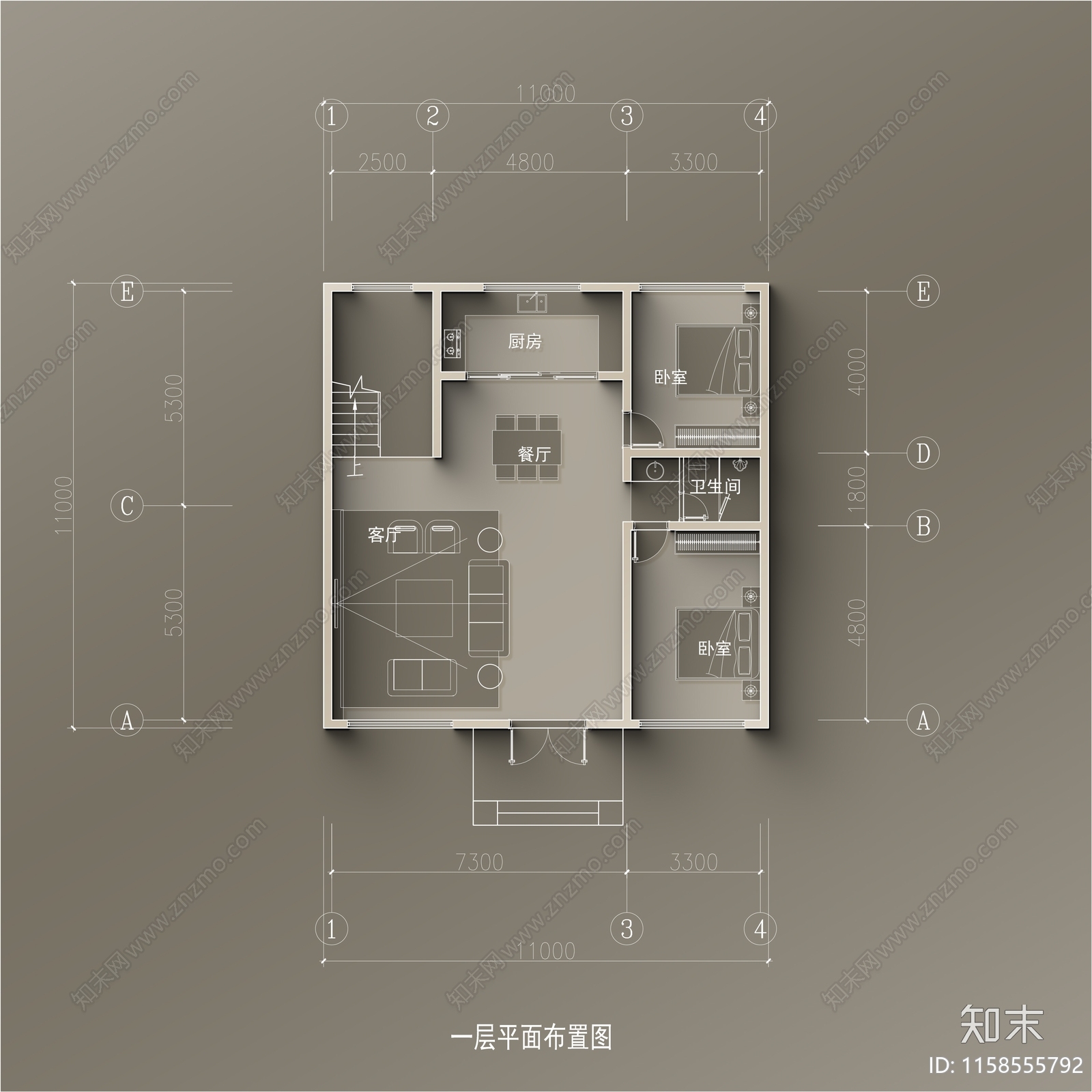 11×11两层半自建房平面布局图施工图下载【ID:1158555792】