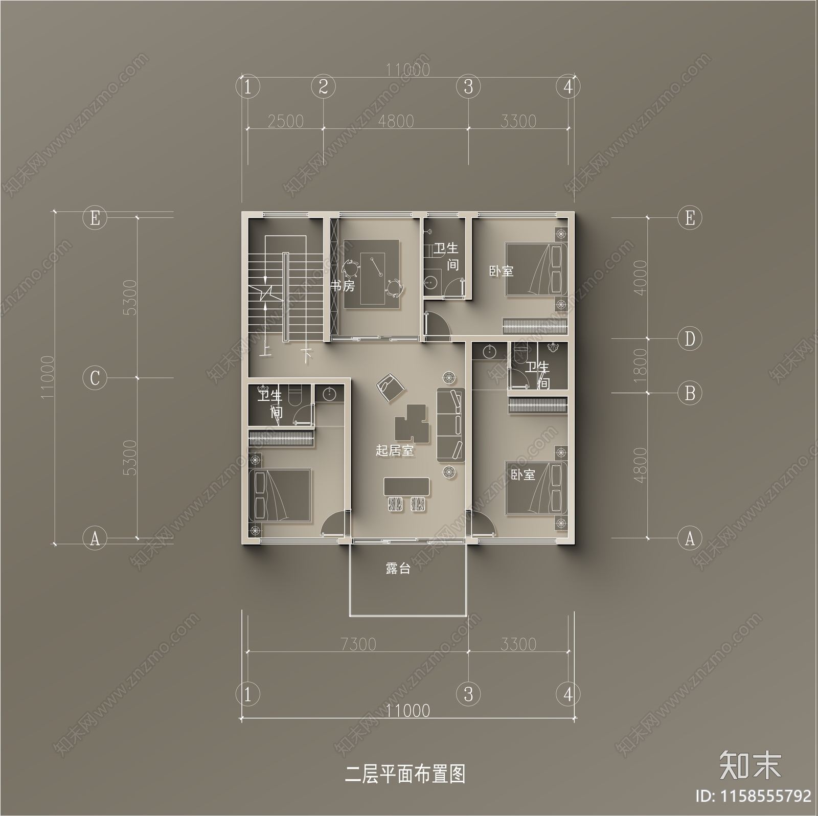 11×11两层半自建房平面布局图cad施工图下载【ID:1158555792】