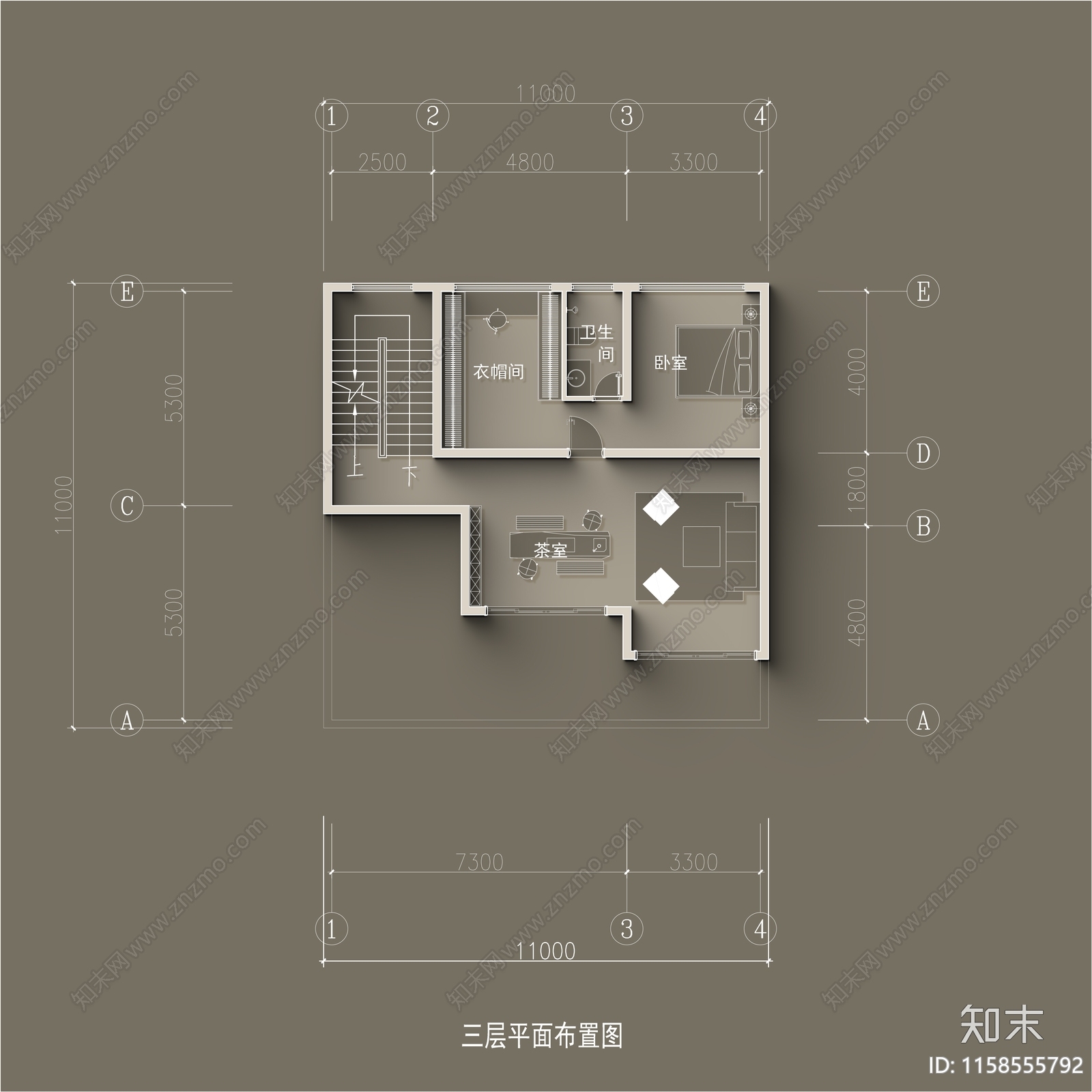 11×11两层半自建房平面布局图cad施工图下载【ID:1158555792】