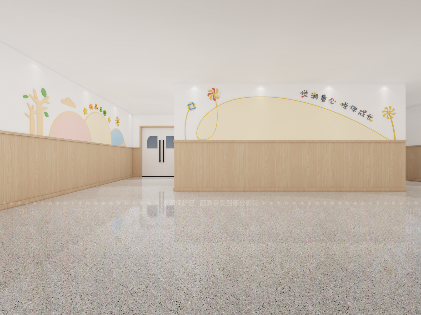 现代幼儿园室内文化墙SU模型下载【ID:1158560294】