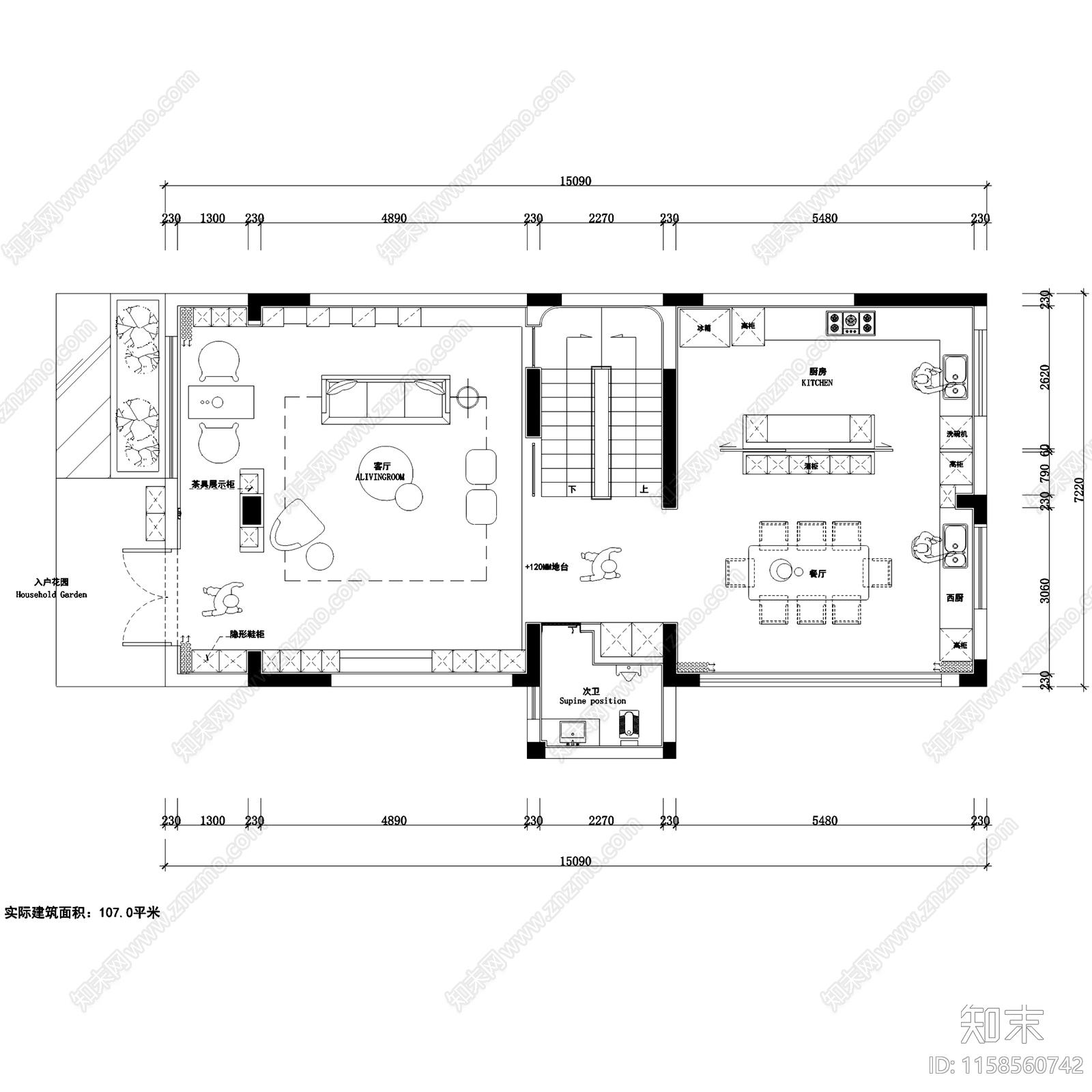 现代轻奢遂宁大院三层别墅室内家装cad施工图下载【ID:1158560742】