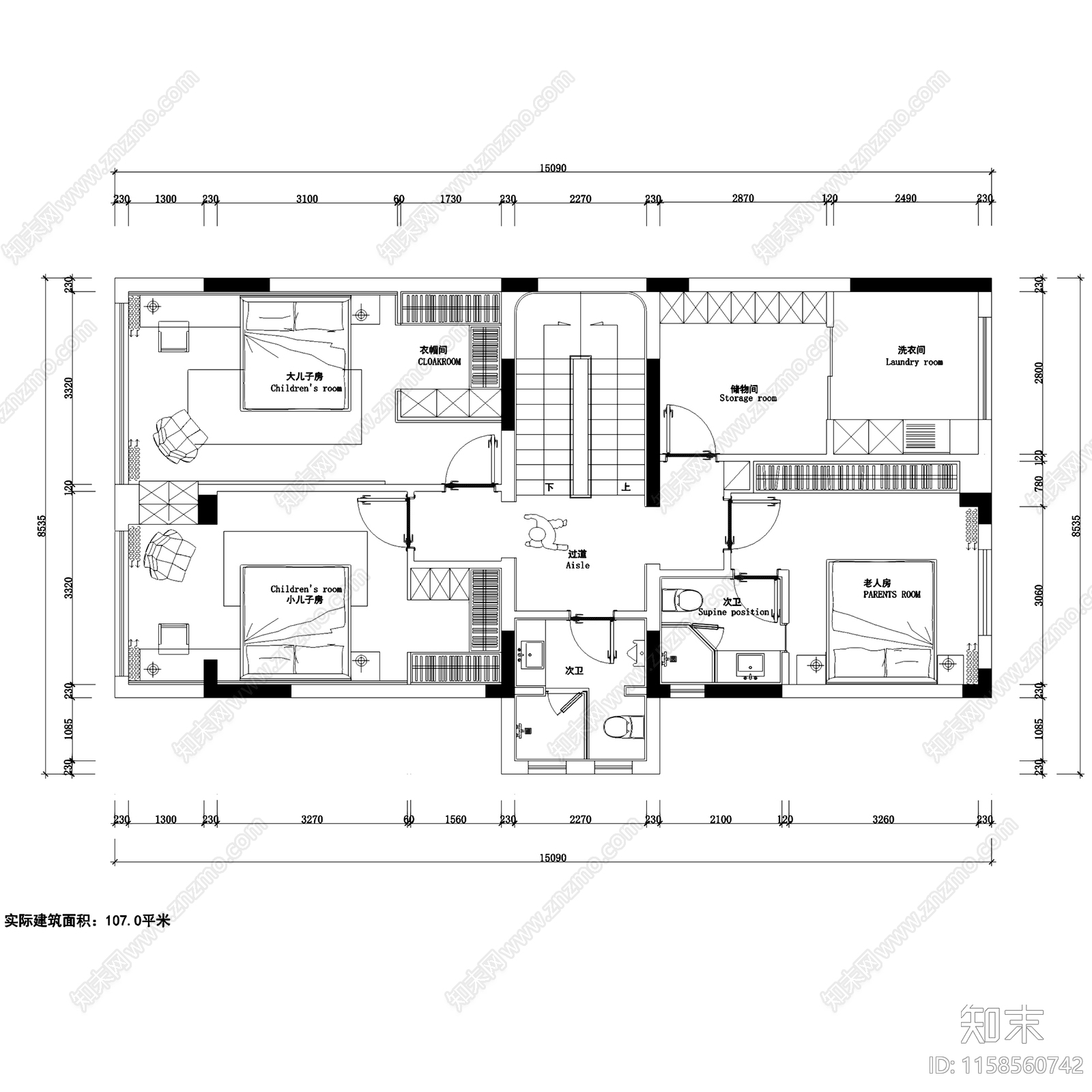 现代轻奢遂宁大院三层别墅室内家装cad施工图下载【ID:1158560742】