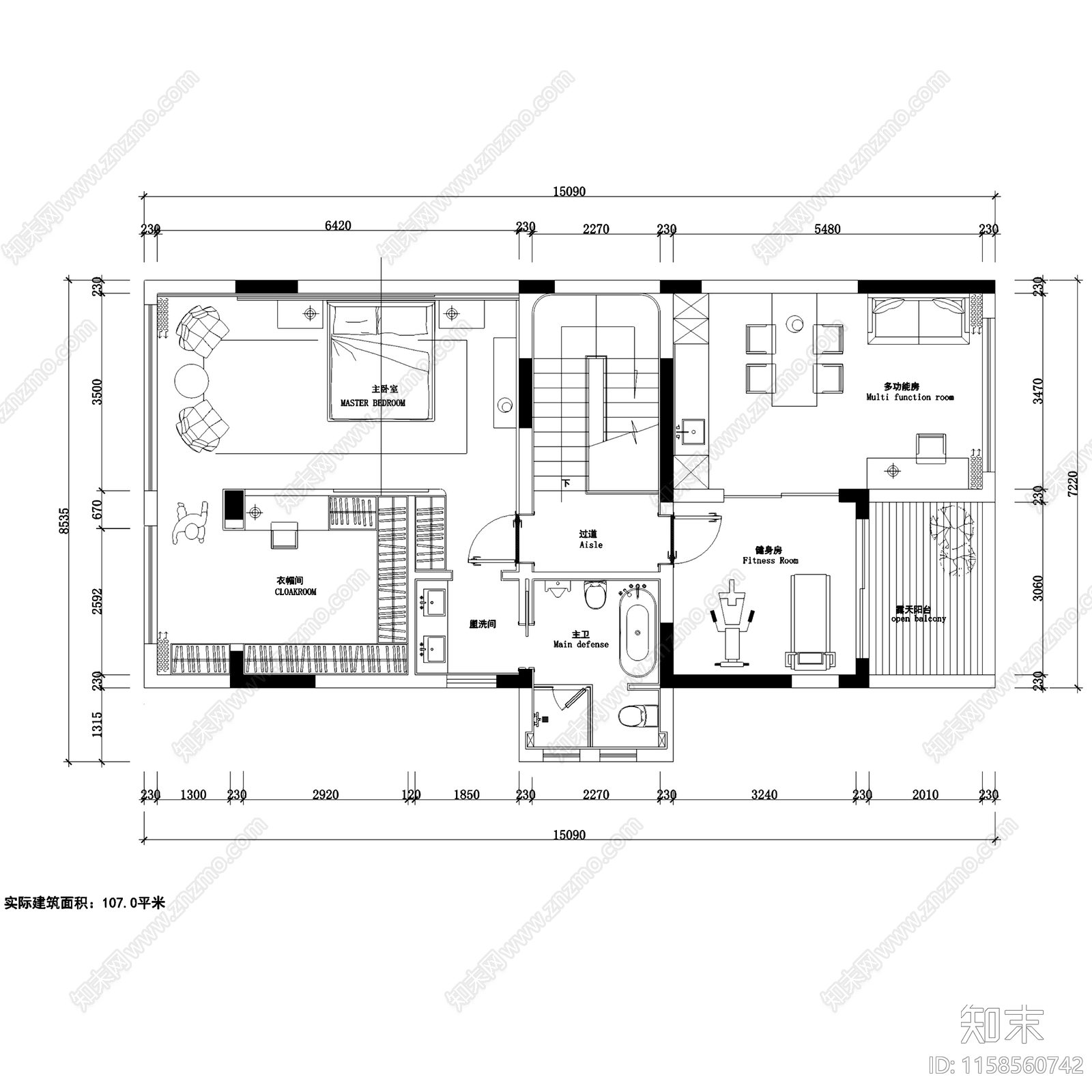 现代轻奢遂宁大院三层别墅室内家装cad施工图下载【ID:1158560742】