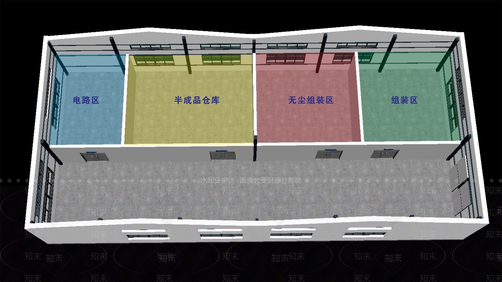 现代厂房内部3D模型下载【ID:1158560904】