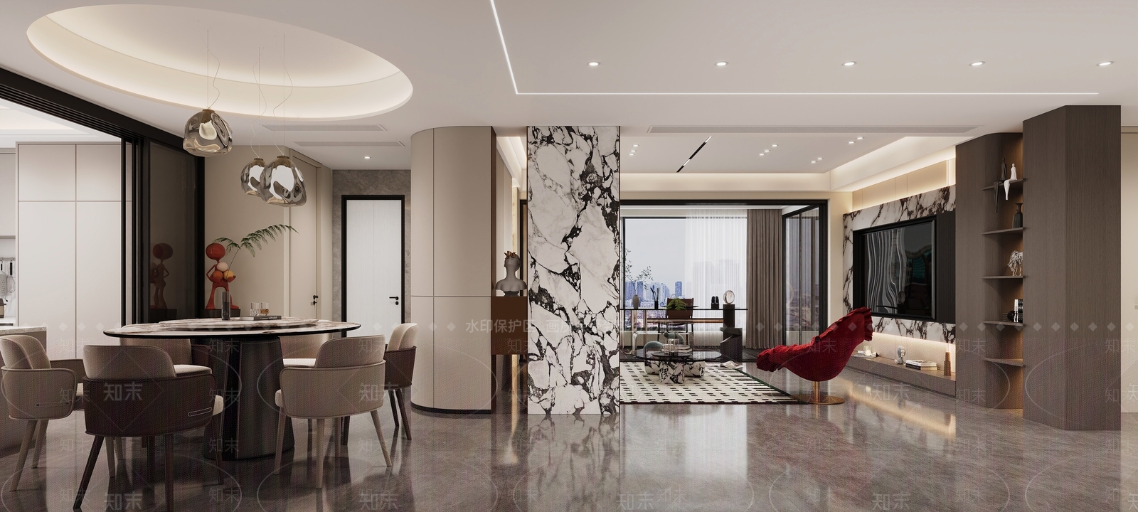 现代简约客餐厅家具装饰及摆件3D模型下载【ID:1158562691】