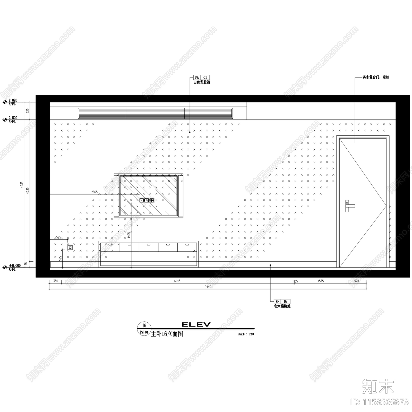 简约原木天虹国际三室两厅室内家装cad施工图下载【ID:1158566873】