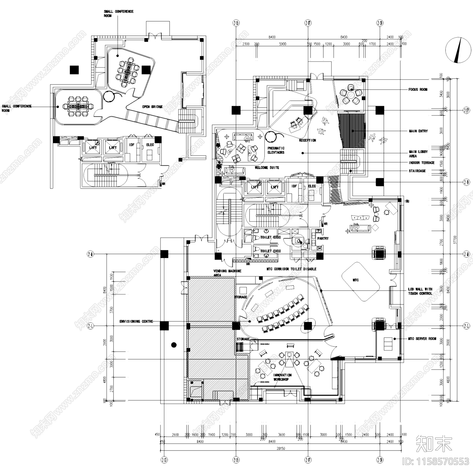 工业现代微软中国上海分公司办公楼室内工装cad施工图下载【ID:1158570553】