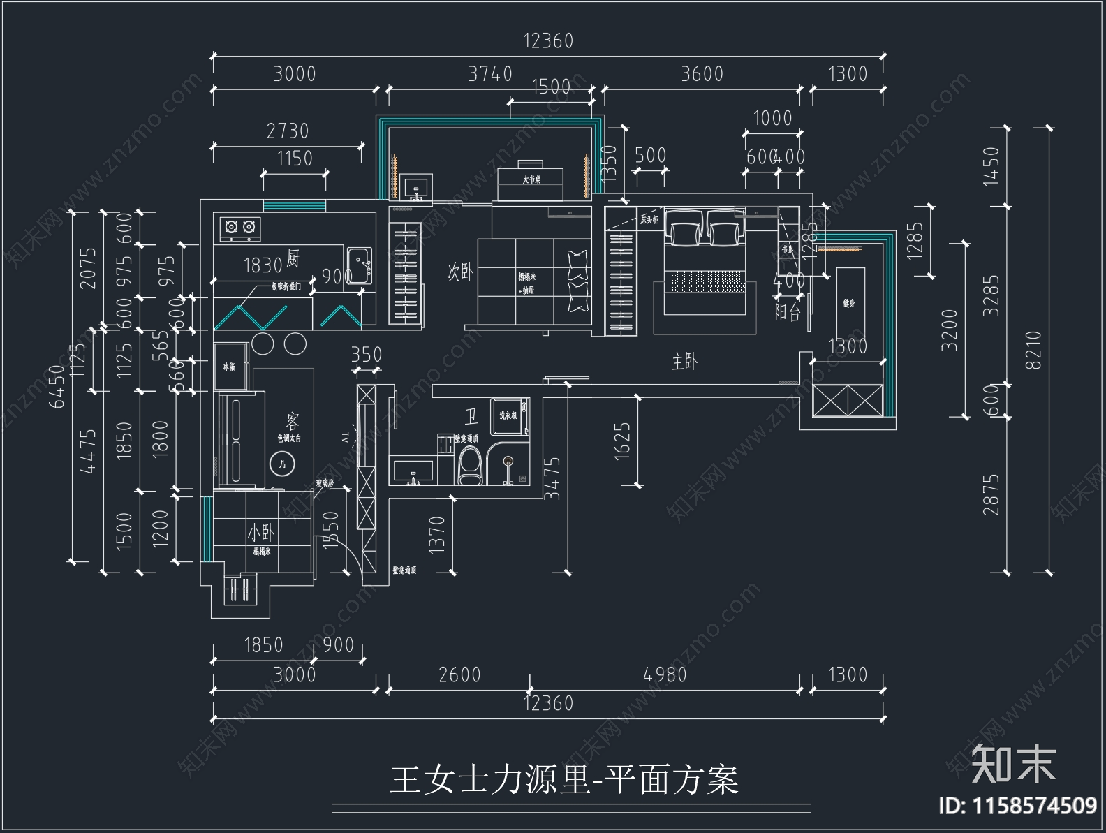 王女士力源里家装平面布局方案cad施工图下载【ID:1158574509】