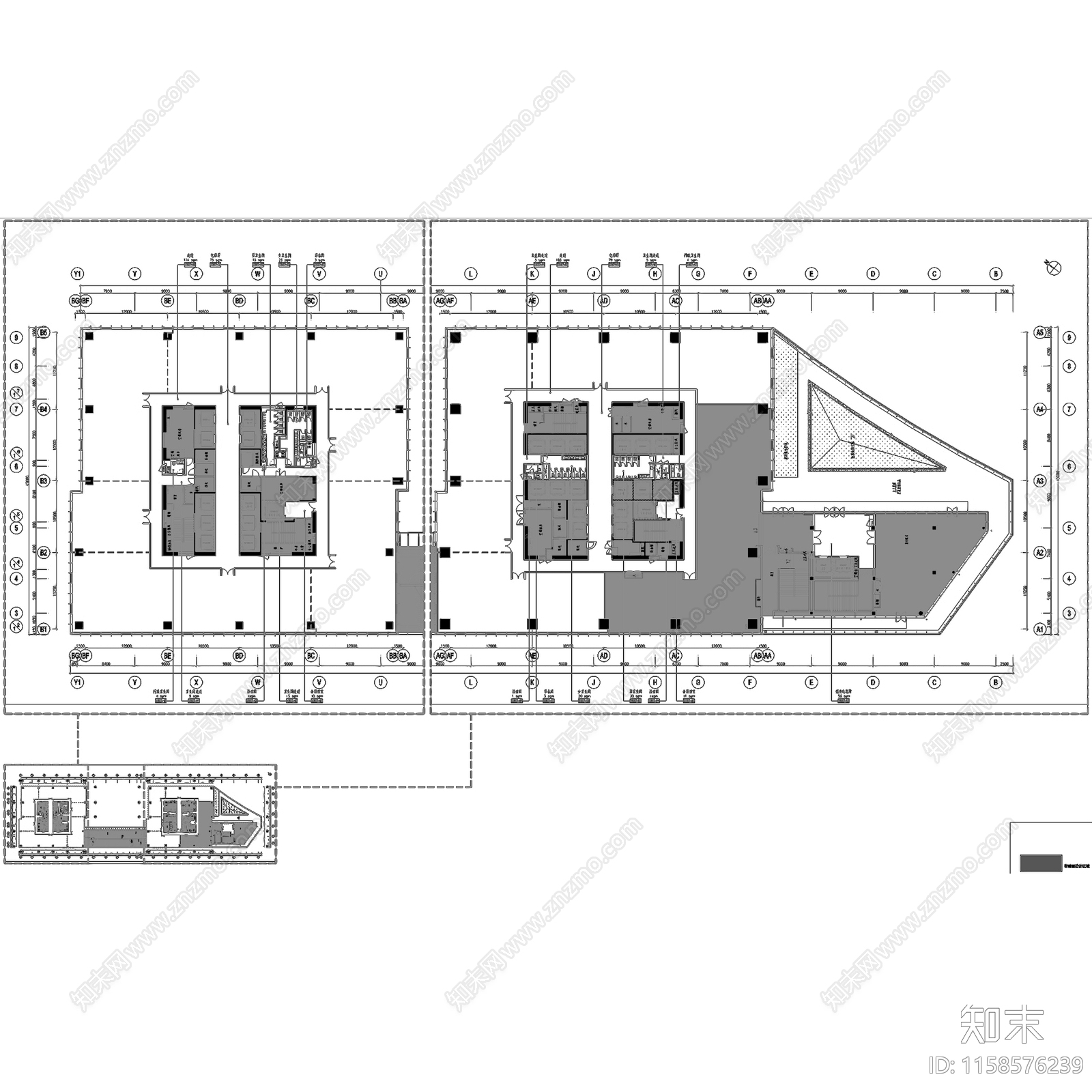 现代上海国际财富中心办公商业大楼室内工装cad施工图下载【ID:1158576239】