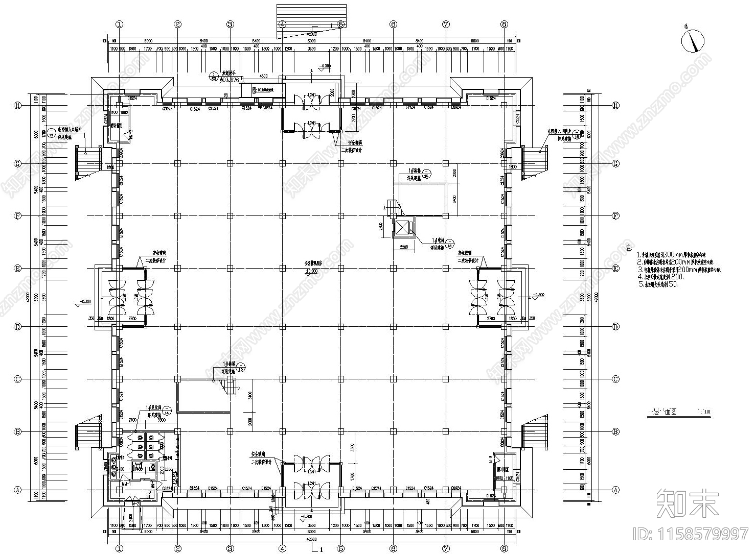 仿古建筑宫殿全套建筑结cad施工图下载【ID:1158579997】