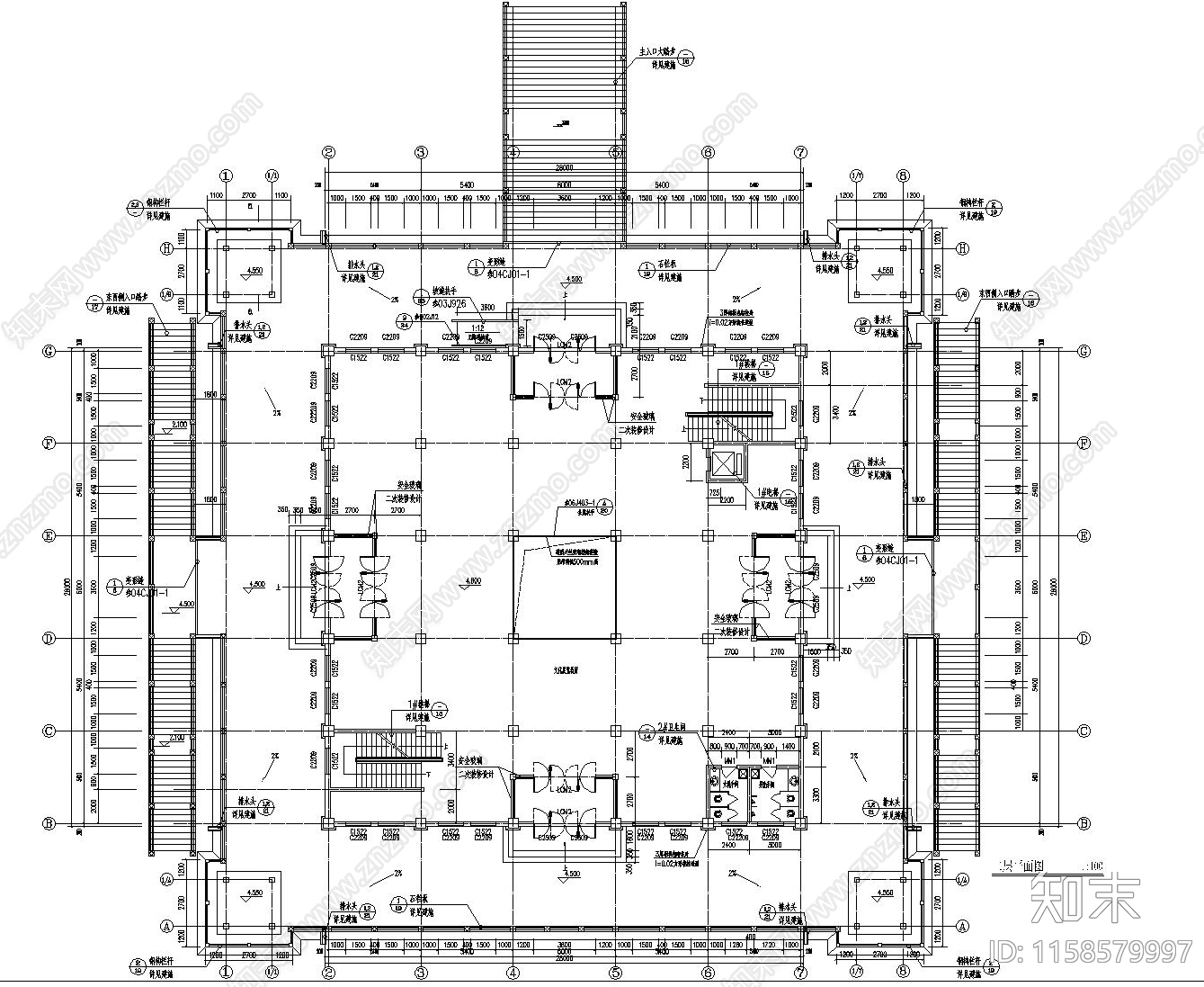 仿古建筑宫殿全套建筑结cad施工图下载【ID:1158579997】