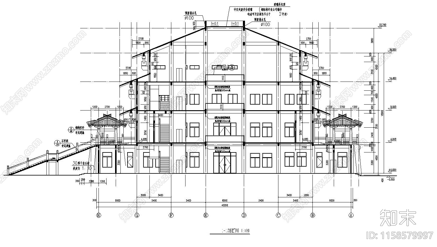 仿古建筑宫殿全套建筑结cad施工图下载【ID:1158579997】