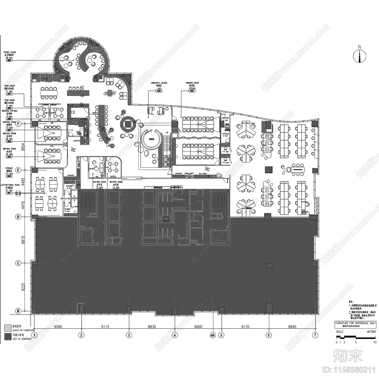 现代瑞安广场办公室室内工装cad施工图下载【ID:1158580211】