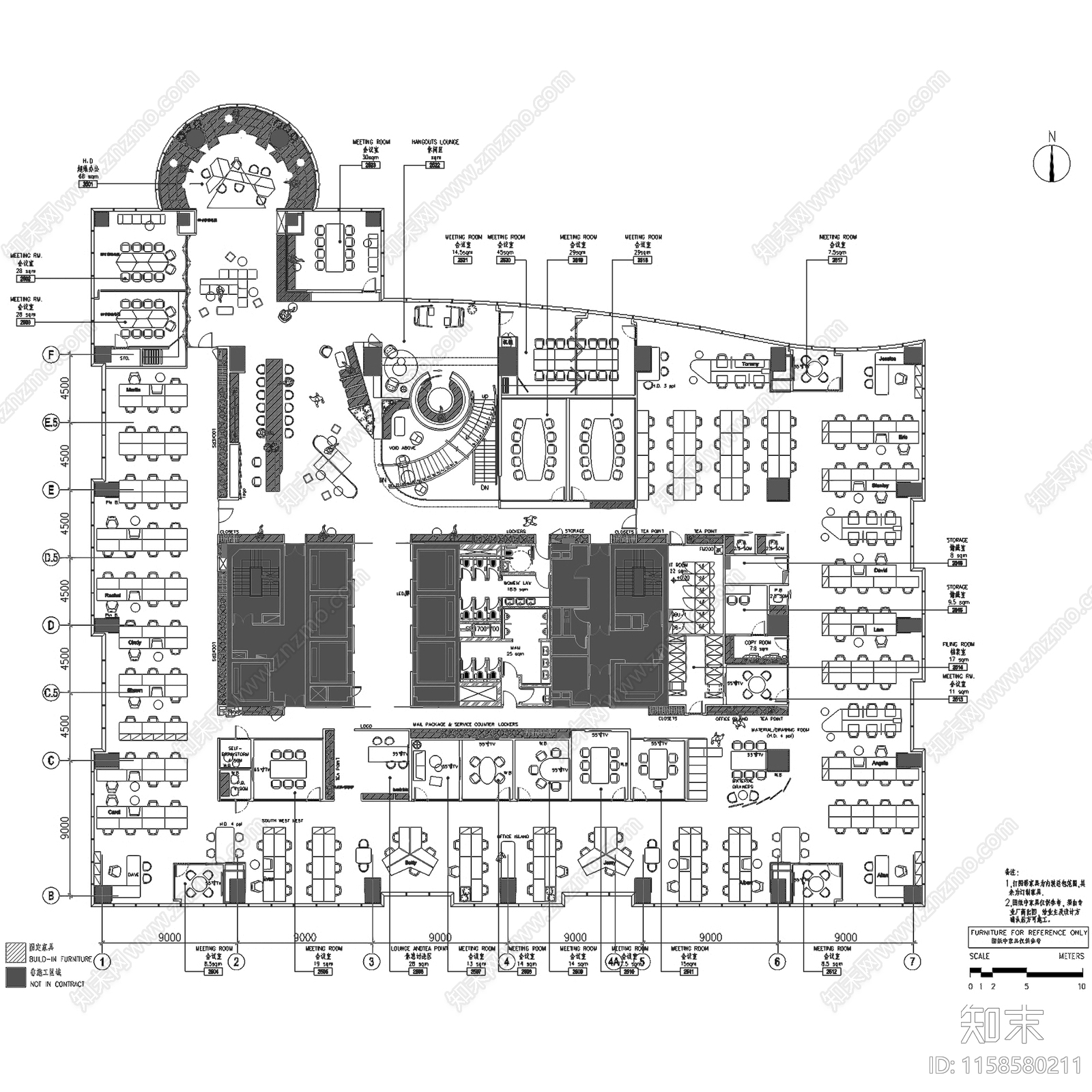 现代瑞安广场办公室室内工装cad施工图下载【ID:1158580211】