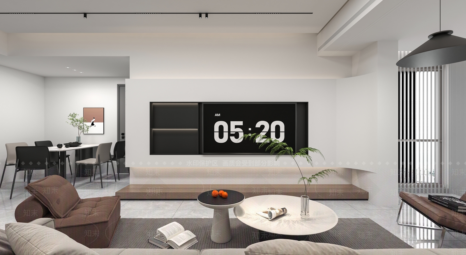 现代小两室简约客厅餐厅3D模型下载【ID:1158580218】