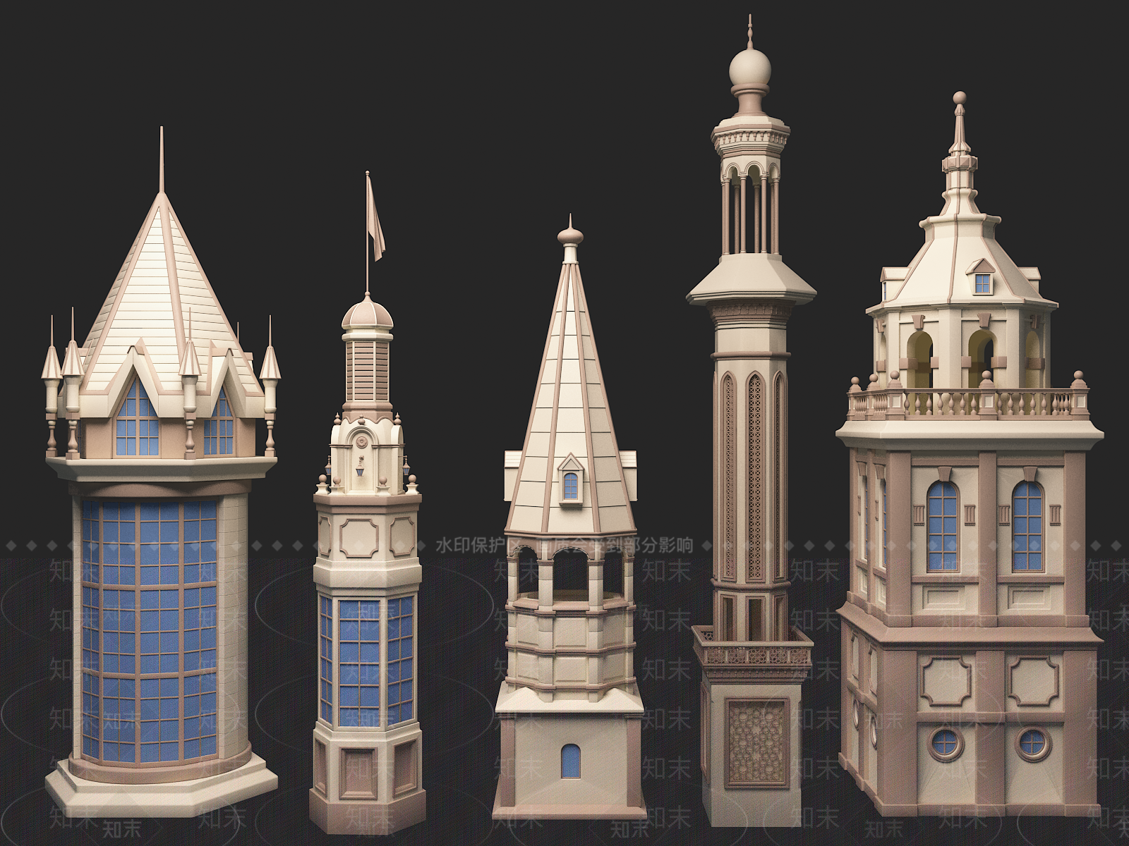 简欧欧式建筑3D模型下载【ID:1158580347】