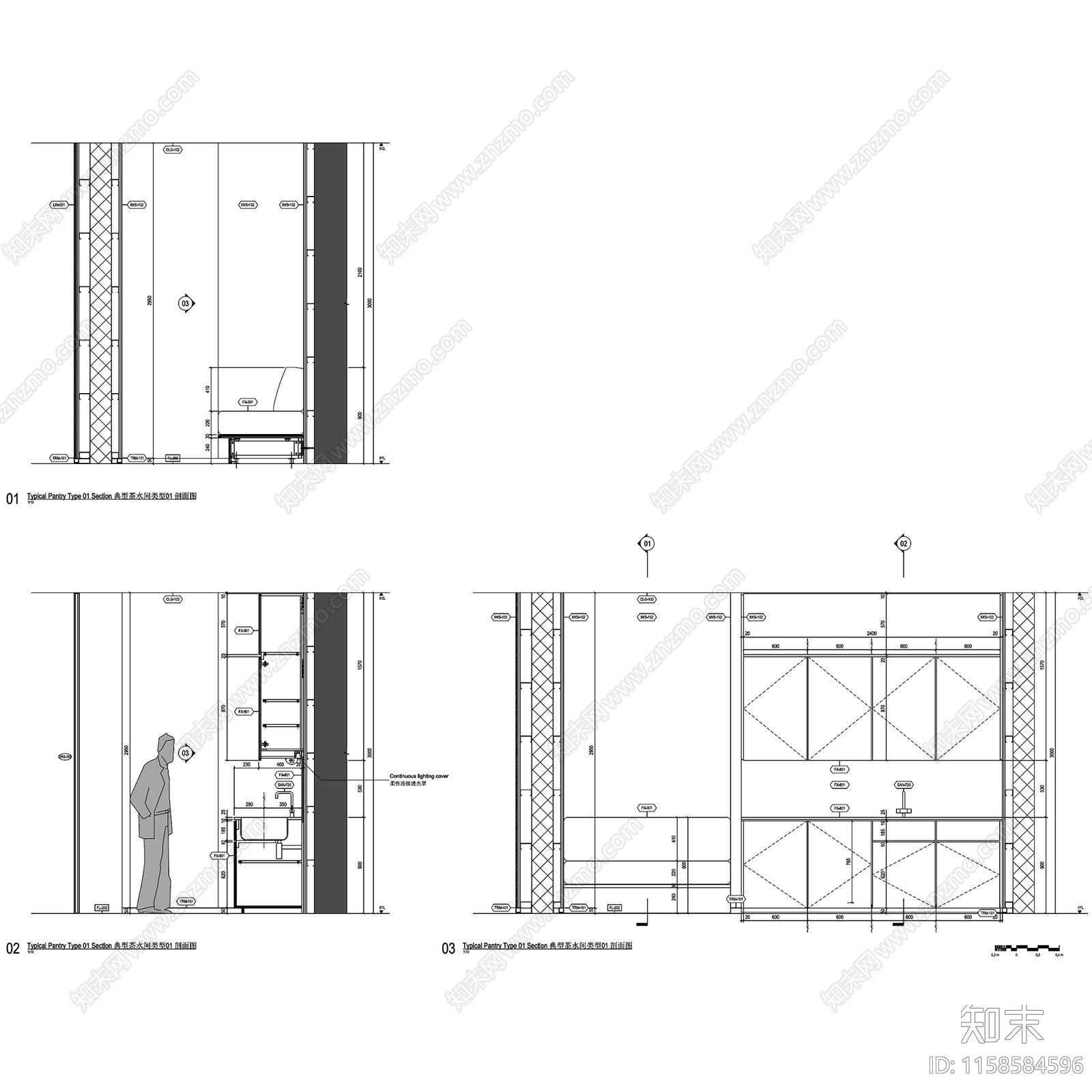 上海苏河湾华润置地办公楼大堂及电梯厅室内工装CAcad施工图下载【ID:1158584596】