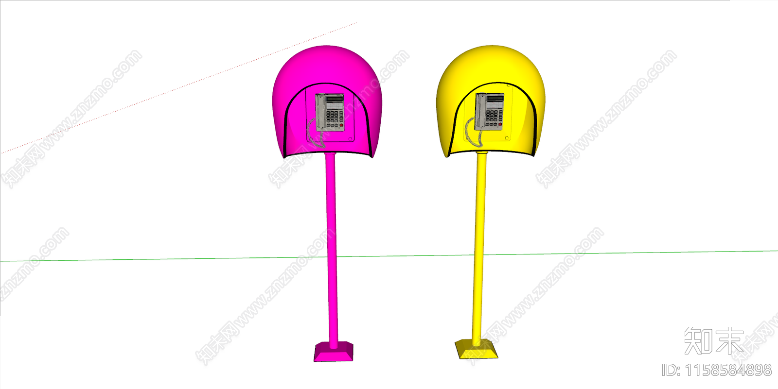 公用电话亭SU模型下载【ID:1158584898】