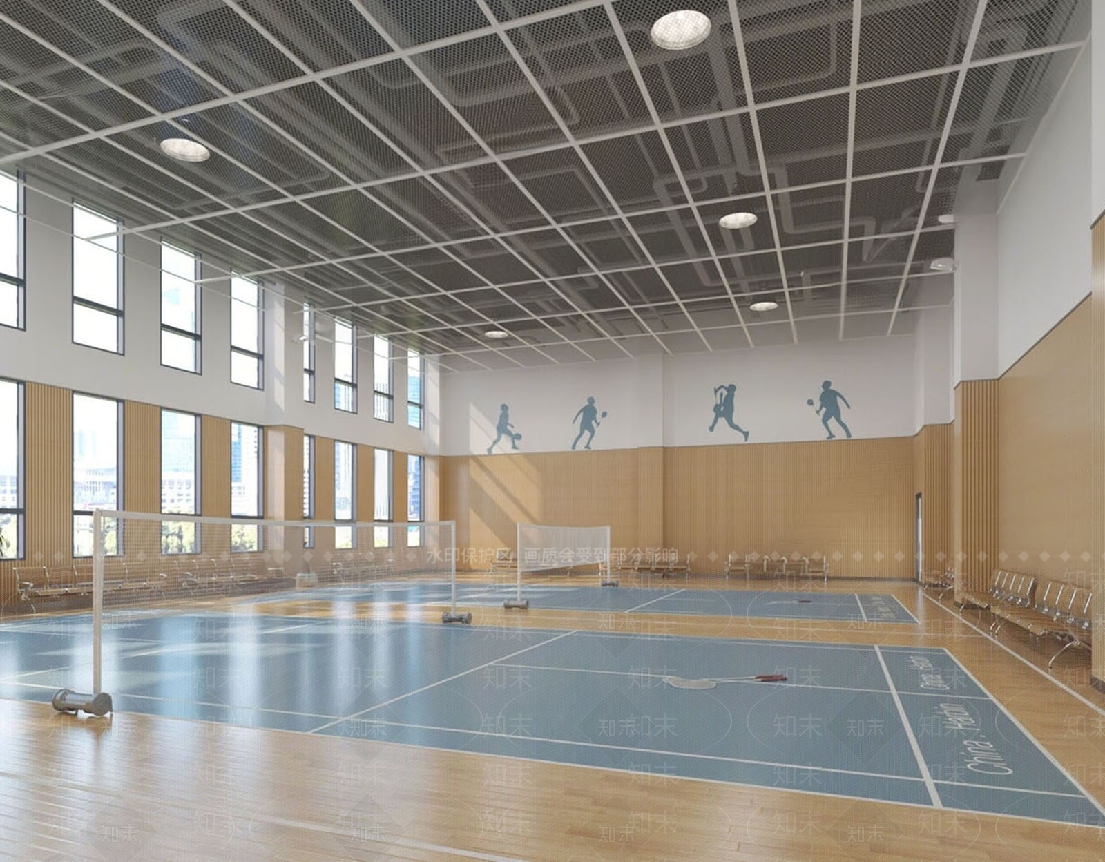 现代羽毛球场SU模型下载【ID:1158828288】