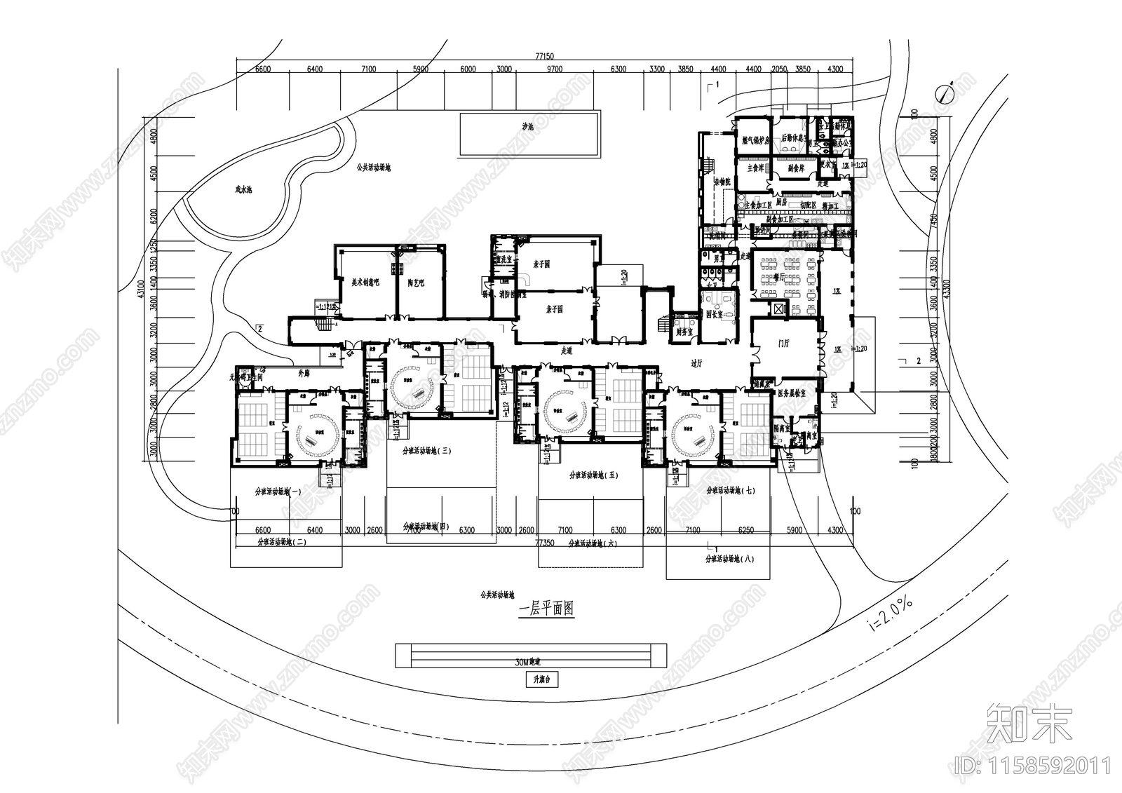 幼儿园建筑平面图施工图下载【ID:1158592011】